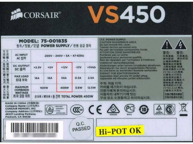 power supply available sizes